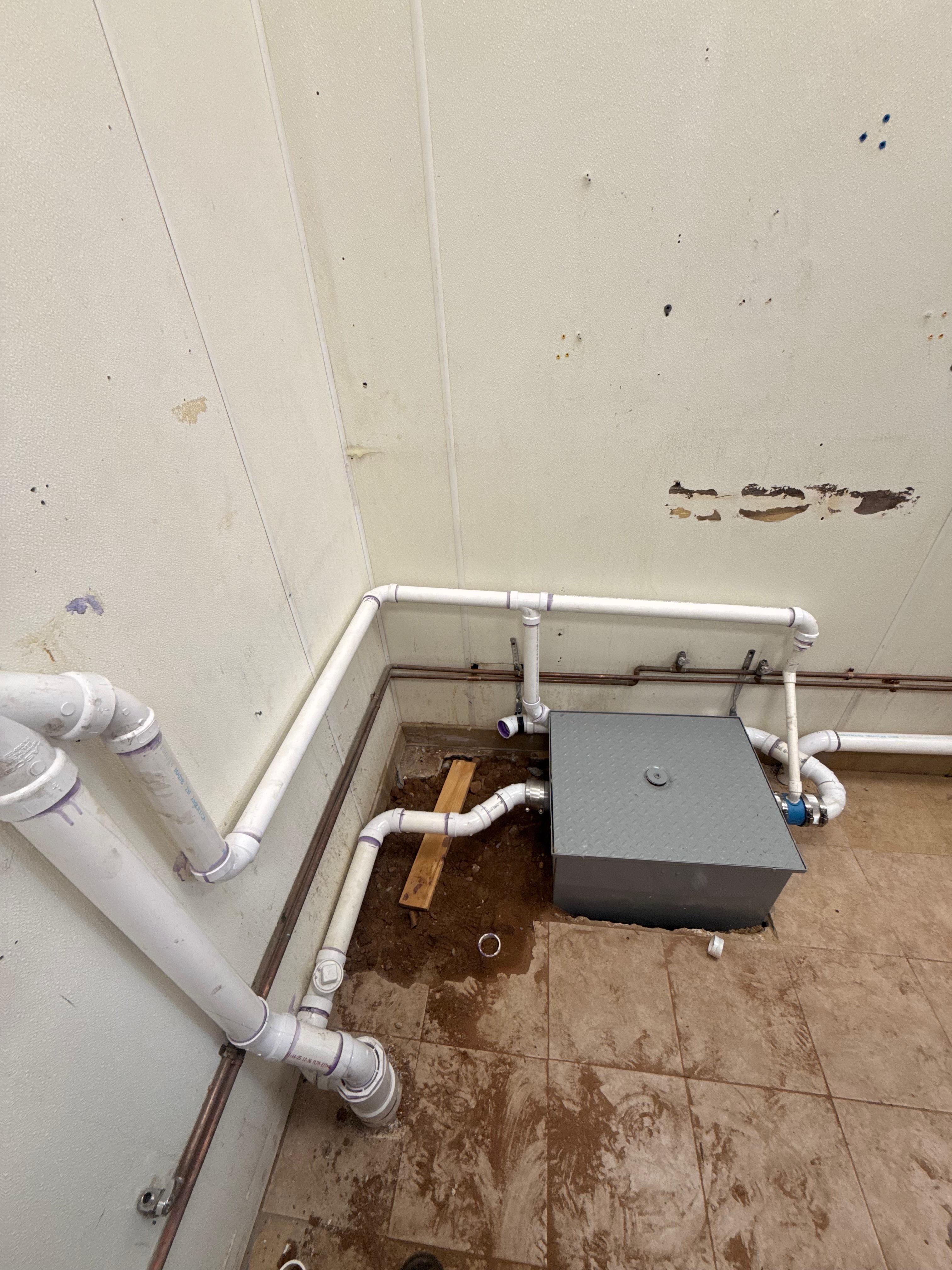 Grease trap and hand sink rough in before